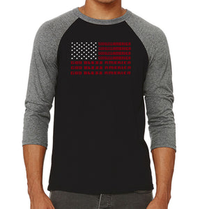 God Bless America - Men's Raglan Baseball Word Art T-Shirt