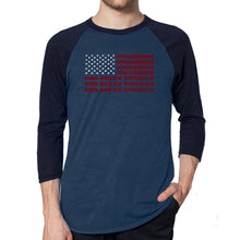 Load image into Gallery viewer, God Bless America - Men&#39;s Raglan Baseball Word Art T-Shirt