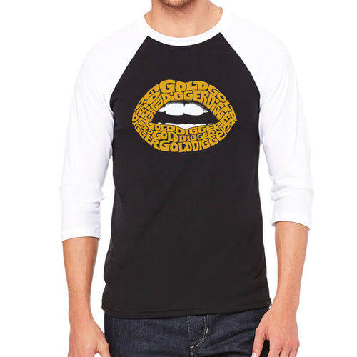 Gold Digger Lips - Men's Raglan Baseball Word Art T-Shirt