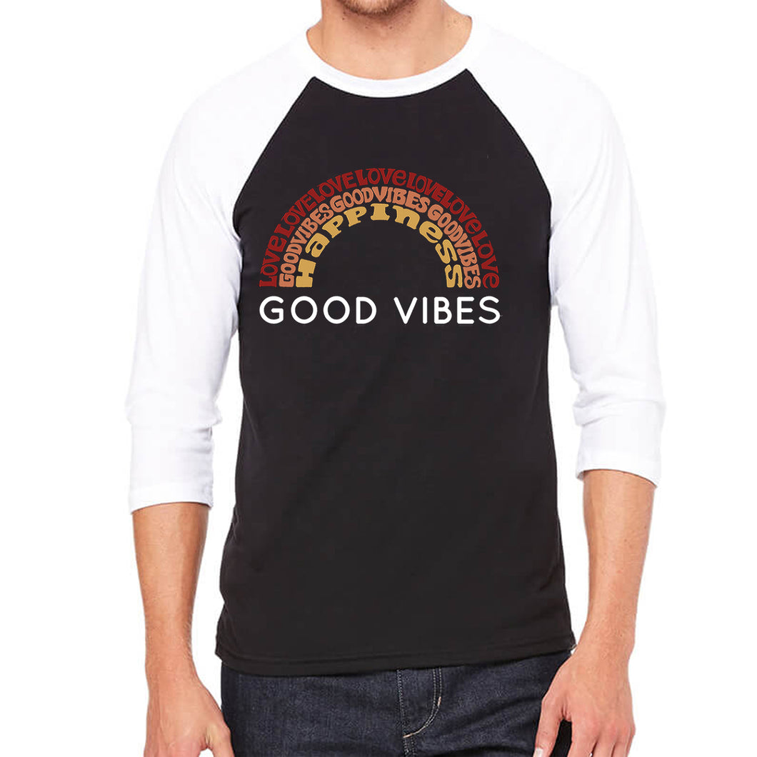Good Vibes - Men's Raglan Baseball Word Art T-Shirt