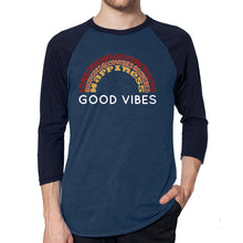 Load image into Gallery viewer, Good Vibes - Men&#39;s Raglan Baseball Word Art T-Shirt