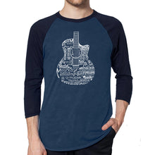 Load image into Gallery viewer, Languages Guitar - Men&#39;s Raglan Baseball Word Art T-Shirt