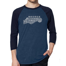 Load image into Gallery viewer, Guitar Head - Men&#39;s Raglan Baseball Word Art T-Shirt