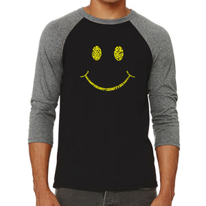 Be Happy Smiley Face  - Men's Raglan Baseball Word Art T-Shirt