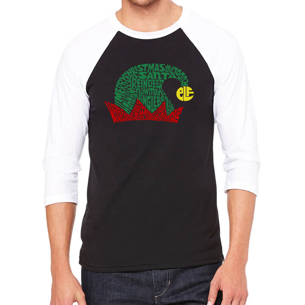 Christmas Elf Hat - Men's Raglan Baseball Word Art T-Shirt