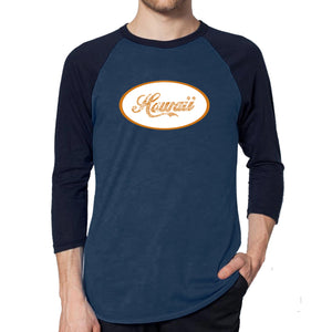 HAWAIIAN ISLAND NAMES & IMAGERY - Men's Raglan Baseball Word Art T-Shirt