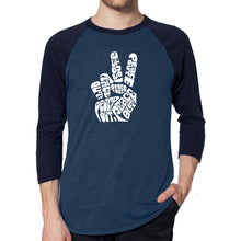 Load image into Gallery viewer, Peace Out  - Men&#39;s Raglan Baseball Word Art T-Shirt