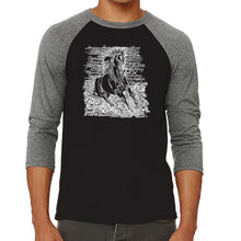 Load image into Gallery viewer, POPULAR HORSE BREEDS - Men&#39;s Raglan Baseball Word Art T-Shirt