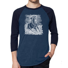 Load image into Gallery viewer, POPULAR HORSE BREEDS - Men&#39;s Raglan Baseball Word Art T-Shirt