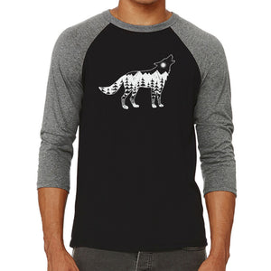 Howling Wolf  - Men's Raglan Baseball Word Art T-Shirt