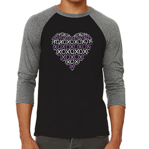 XOXO Heart  - Men's Raglan Baseball Word Art T-Shirt