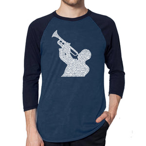 ALL TIME JAZZ SONGS - Men's Raglan Baseball Word Art T-Shirt
