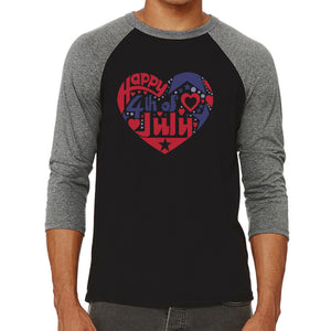 Men's Raglan Baseball Word Art T-shirt - July 4th Heart