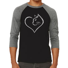Load image into Gallery viewer, Cat Heart - Men&#39;s Raglan Baseball Word Art T-Shirt