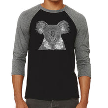 Load image into Gallery viewer, Koala - Men&#39;s Raglan Baseball Word Art T-Shirt