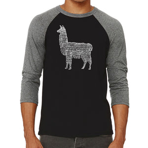 Llama Mama  - Men's Raglan Baseball Word Art T-Shirt