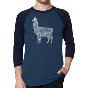 Llama Mama  - Men's Raglan Baseball Word Art T-Shirt