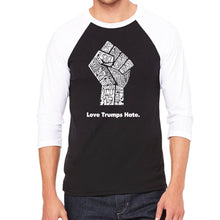 Load image into Gallery viewer, Love Trumps Hate Fist - Men&#39;s Raglan Baseball Word Art T-Shirt