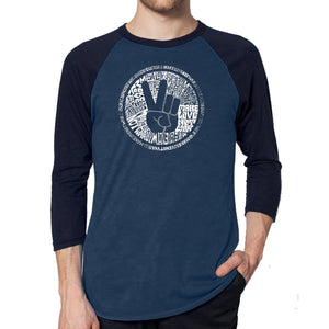 MAKE LOVE NOT WAR - Men's Raglan Baseball Word Art T-Shirt