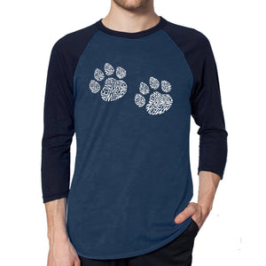 Meow Cat Prints - Men's Raglan Baseball Word Art T-Shirt