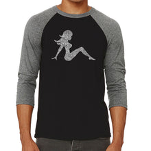 Load image into Gallery viewer, MUDFLAP GIRL - Men&#39;s Raglan Baseball Word Art T-Shirt