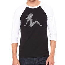 Load image into Gallery viewer, MUDFLAP GIRL - Men&#39;s Raglan Baseball Word Art T-Shirt