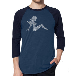 Mudflap Girl Keep on Truckin - Men's Raglan Baseball Word Art T-Shirt