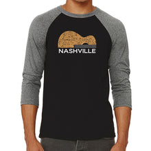 Load image into Gallery viewer, Nashville Guitar - Men&#39;s Raglan Baseball Word Art T-Shirt