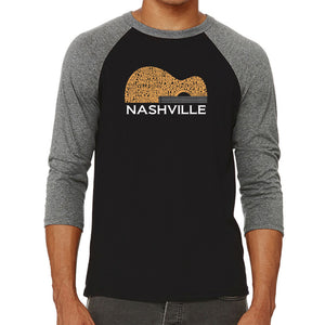 Nashville Guitar - Men's Raglan Baseball Word Art T-Shirt