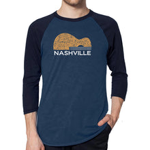 Load image into Gallery viewer, Nashville Guitar - Men&#39;s Raglan Baseball Word Art T-Shirt