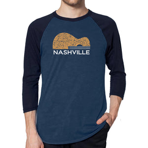 Nashville Guitar - Men's Raglan Baseball Word Art T-Shirt