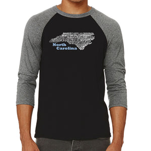 North Carolina - Men's Raglan Baseball Word Art T-Shirt