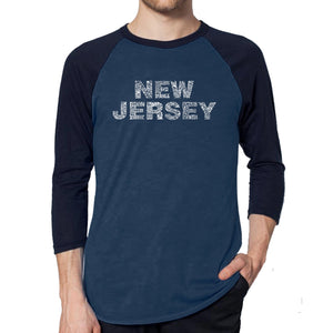 NEW JERSEY NEIGHBORHOODS - Men's Raglan Baseball Word Art T-Shirt