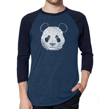 Load image into Gallery viewer, Panda - Men&#39;s Raglan Baseball Word Art T-Shirt