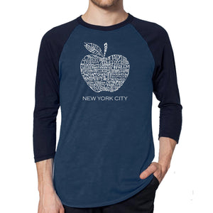 Neighborhoods in NYC - Men's Raglan Baseball Word Art T-Shirt