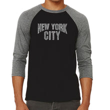 Load image into Gallery viewer, NYC NEIGHBORHOODS - Men&#39;s Raglan Baseball Word Art T-Shirt