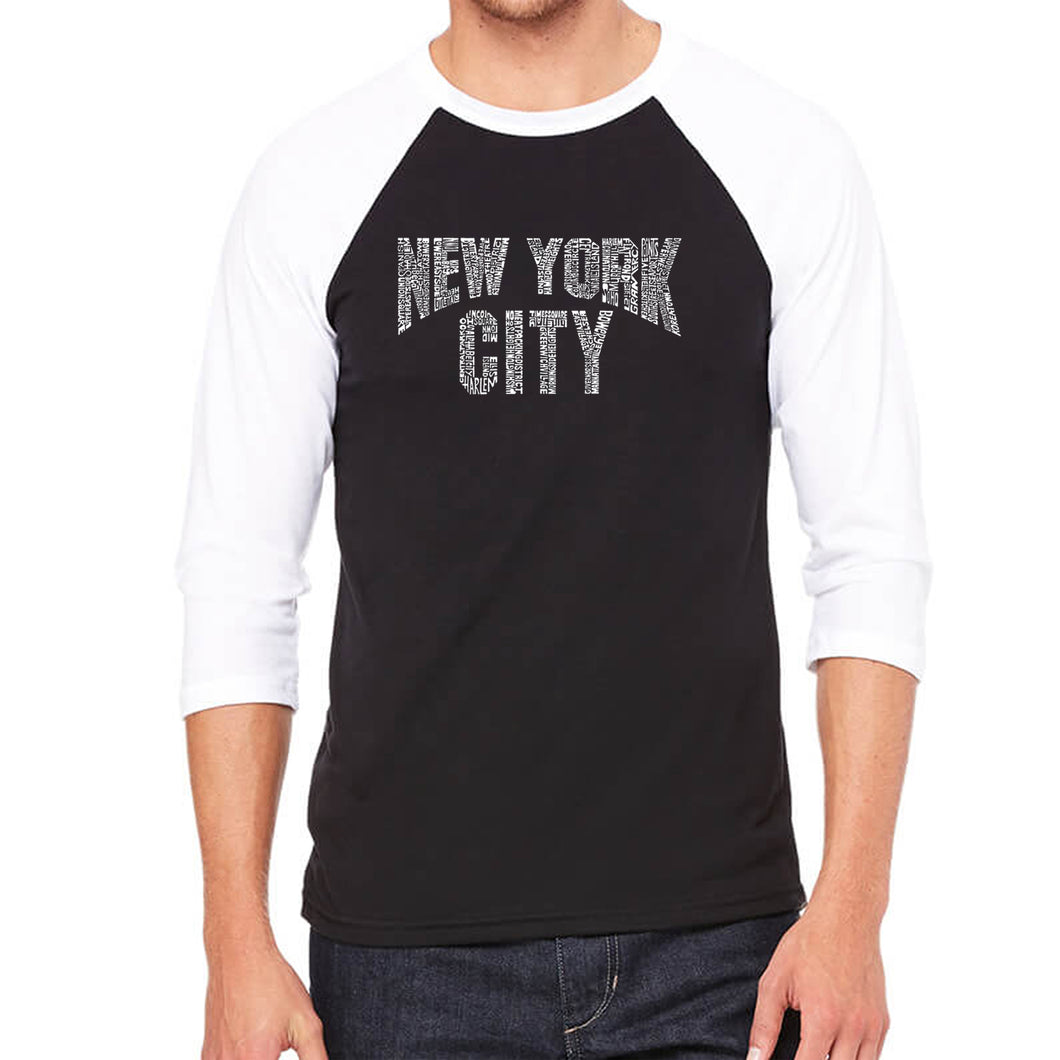 NYC NEIGHBORHOODS - Men's Raglan Baseball Word Art T-Shirt
