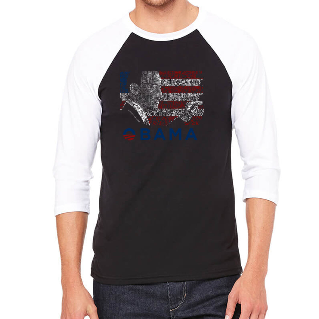 OBAMA AMERICA THE BEAUTIFUL - Men's Raglan Baseball Word Art T-Shirt