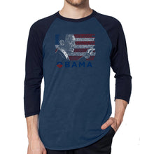 Load image into Gallery viewer, OBAMA AMERICA THE BEAUTIFUL - Men&#39;s Raglan Baseball Word Art T-Shirt