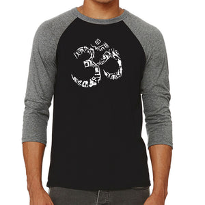 THE OM SYMBOL OUT OF YOGA POSES - Men's Raglan Baseball Word Art T-Shirt