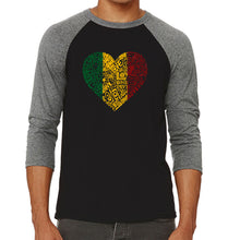 Load image into Gallery viewer, One Love Heart - Men&#39;s Raglan Baseball Word Art T-Shirt