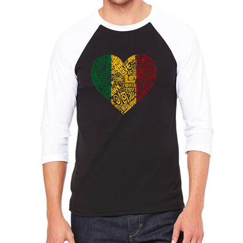 One Love Heart - Men's Raglan Baseball Word Art T-Shirt