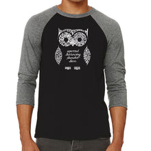 Load image into Gallery viewer, Owl - Men&#39;s Raglan Baseball Word Art T-Shirt