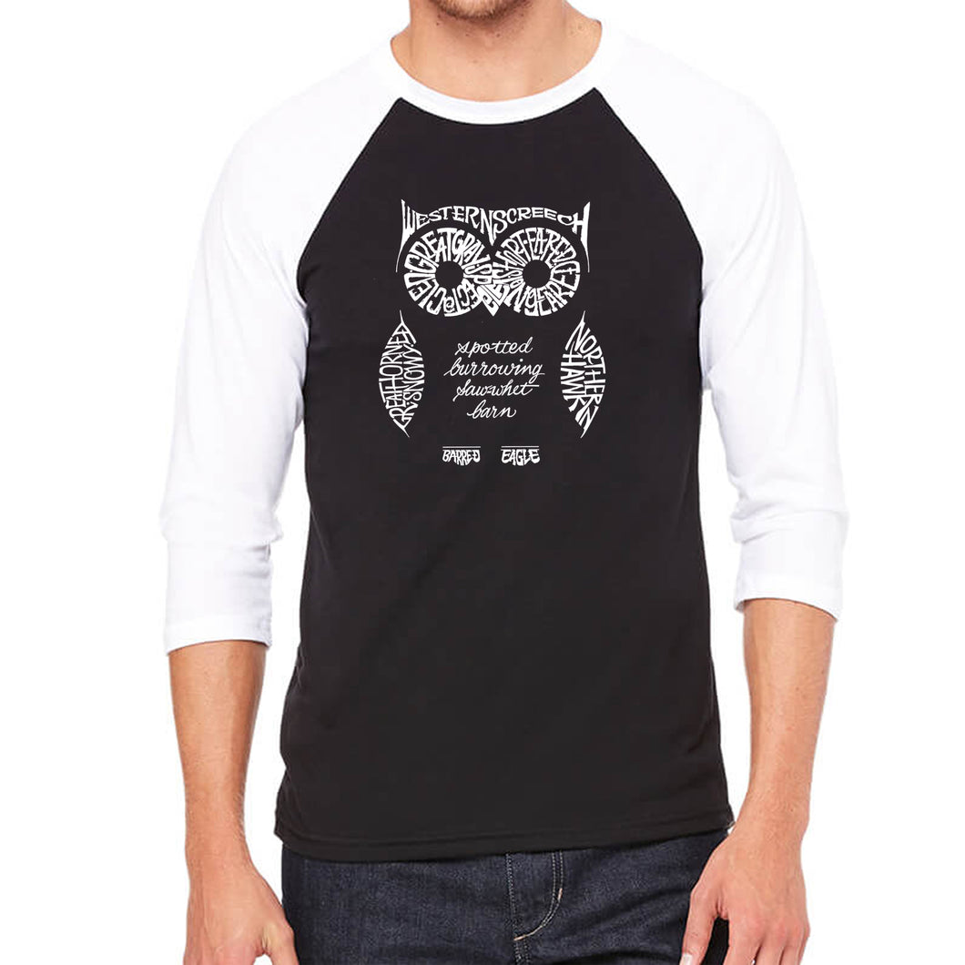 Owl - Men's Raglan Baseball Word Art T-Shirt