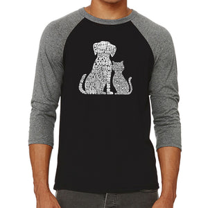 Dogs and Cats  - Men's Raglan Baseball Word Art T-Shirt