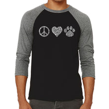 Load image into Gallery viewer, Peace Love Cats  - Men&#39;s Raglan Baseball Word Art T-Shirt