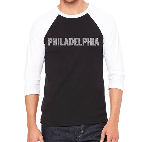 PHILADELPHIA NEIGHBORHOODS - Men's Raglan Baseball Word Art T-Shirt