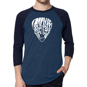 Guitar Pick  - Men's Raglan Baseball Word Art T-Shirt