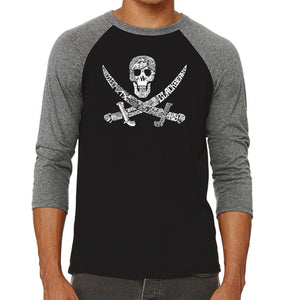 PIRATE CAPTAINS, SHIPS AND IMAGERY - Men's Raglan Baseball Word Art T-Shirt