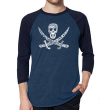 Load image into Gallery viewer, PIRATE CAPTAINS, SHIPS AND IMAGERY - Men&#39;s Raglan Baseball Word Art T-Shirt